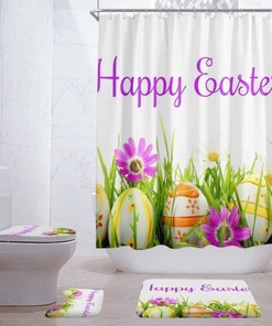 3D Easter Eggstravaganza - Flower Grass Shower Curtain for Bathroom Decor