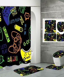 3D Gamepad Game Controller Gamer Shower Curtain for Bathroom Decor