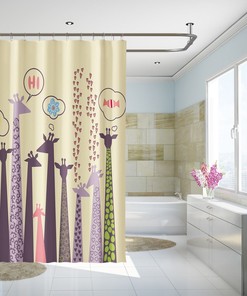 3D Giraffe Animal Shower Curtain - Waterproof Fiber for Bathroom and Home Decor