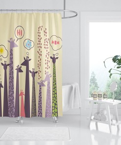 3D Giraffe Animal Shower Curtain - Waterproof Fiber for Bathroom and Home Decor