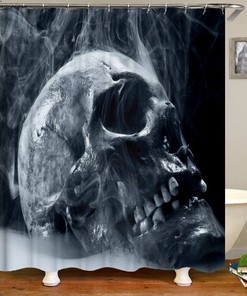 3D Gothic Sugar Skull Skeleton Curtain Shower - Waterproof for Bathroom Decor
