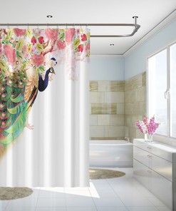 3D Peacock Shower Curtain - Waterproof Fiber for Bathroom and Home Decor