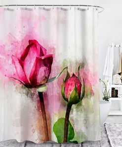 3D Rose Flowers Floral Painting Bathroom Shower Curtain Home Decor