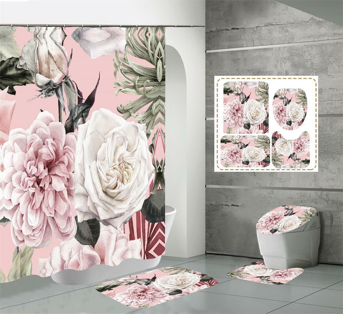 3D Roses Flower Shower Curtain Home Decor