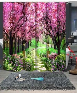 3D Shower Curtain A Garden Of Flowers Waterproof Bathroom Decor
