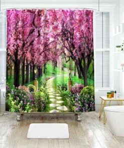 3D Shower Curtain A Garden Of Flowers Waterproof Bathroom Decor