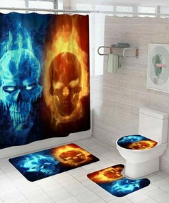 3D Skeleton Skull Print Bathroom Shower Curtain Decor