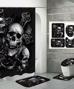 3D Skull Bondage Cross Bathroom Shower Curtain Bathroom Decor