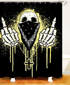 3D Skull Pattern Waterproof Shower Curtain Bathroom Decor