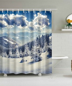 3D Snow Mountain Forest Jungle Tree Bathroom Shower Curtain Home Decor