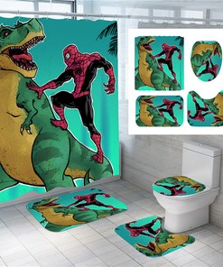 3D Spider-Man Dinosaur Bathroom Shower Curtain Decor