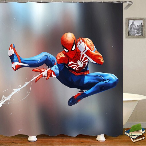 3D Spiderman Shower Curtain Art Bathroom Decor