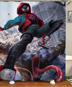 3D Spiderman Shower Curtain Art Bathroom Decor