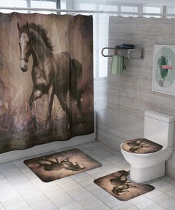 3D Steed Horses Animal Bathroom Shower Curtain Home Decor