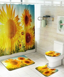 3D Sun Flower Bathroom Curtain Decor