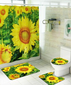3D Sun Flower Bathroom Shower Curtain Home Decor