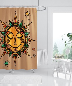 3D Sun Pattern Shower Curtain Waterproof Fiber Bathroom Home Decor