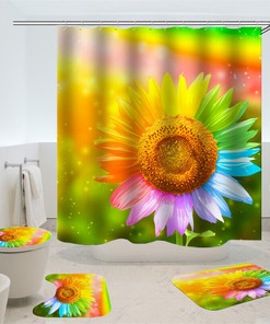 3D Sunflower Waterproof Bathroom Shower Curtain Home Decor