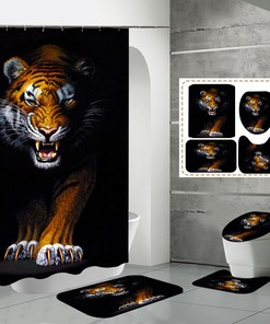 3D Tiger Animal Waterproof Bathroom Shower Curtain Home Decor
