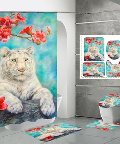 3D Tiger Waterproof Bathroom Shower Curtain Home Decor