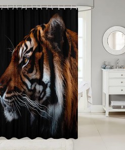3D Tiger Wild Animals Heavy Fabric Bathroom Shower Curtain Home Decor