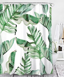 3D Tropical Palm Leaves Leaf Print Bathroom Shower Curtain Home Decor