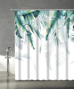 3D Tropical Palm Leaves Plant Print Bathroom Shower Curtain Home Decor