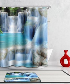 3D Water Cube Waterproof Fabric Bathroom Curtain Decor