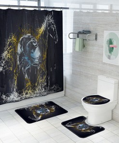 3D Water Steed Horse Animal Bathroom Shower Curtain Home Decor
