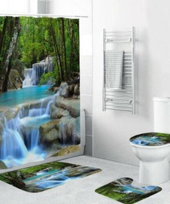 3D Waterfall Bathroom Shower Curtain Decor