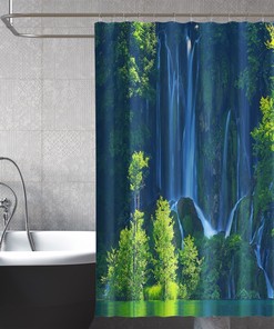 3D Waterfall Lake Shower Curtain Fiber Waterproof Bathroom Decor