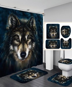3D Wolf Animal Shower Curtain with Wild Forest Print for a Rustic Bathroom Decor