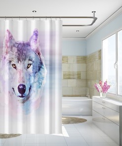 3D Wolf Animal Waterproof Bathroom Shower Curtain Decor