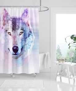 3D Wolf Animal Waterproof Bathroom Shower Curtain Decor