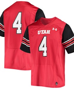 #4 Utah Utes Under Armour Logo Replica Football Jersey - Red Ncaa