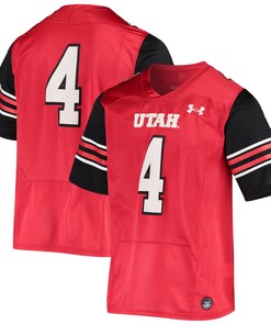 #4 Utah Utes Under Armour Premiere Football Jersey - Red Ncaa