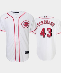 43 Scott Schebler Youth Reds Home White Jersey