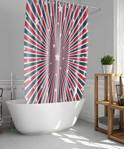 4th July USA America Stars Flag Shower Curtain Set for Patriotic Bathroom Decor