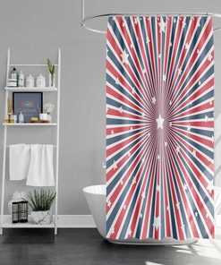 4th July USA America Stars Flag Shower Curtain Set for Patriotic Bathroom Decor
