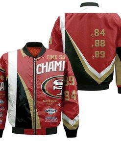 5 Times Super Bowl Champions San Francisco 49Ers All Prizes 3D Jersey Bomber Jacket