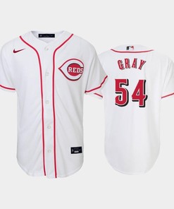 54 Sonny Gray Youth Reds Home White Jersey