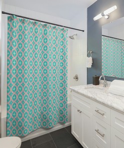 60s Shower Curtain, Mid Century Modern Style, Neutral Colors