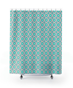 60s Shower Curtain, Mid Century Modern Style, Neutral Colors