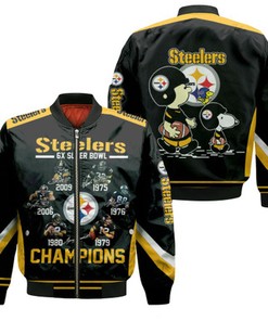 6X Super Bowl Champions Pittsburgh Steelers Jersey 2020 Nfl Season Snoopy Vs Peanuts Jersey Bomber Jacket