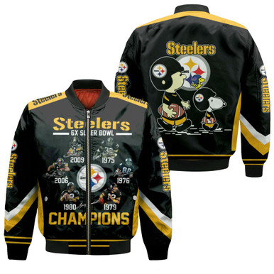 6X Super Bowl Champions Pittsburgh Steelers Jersey 2020 Nfl Season Snoopy Vs Peanuts Jersey Bomber Jacket