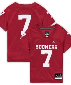 #7 Oklahoma Sooners Jordan Brand Preschool Replica Football Jersey - Crimson Ncaa