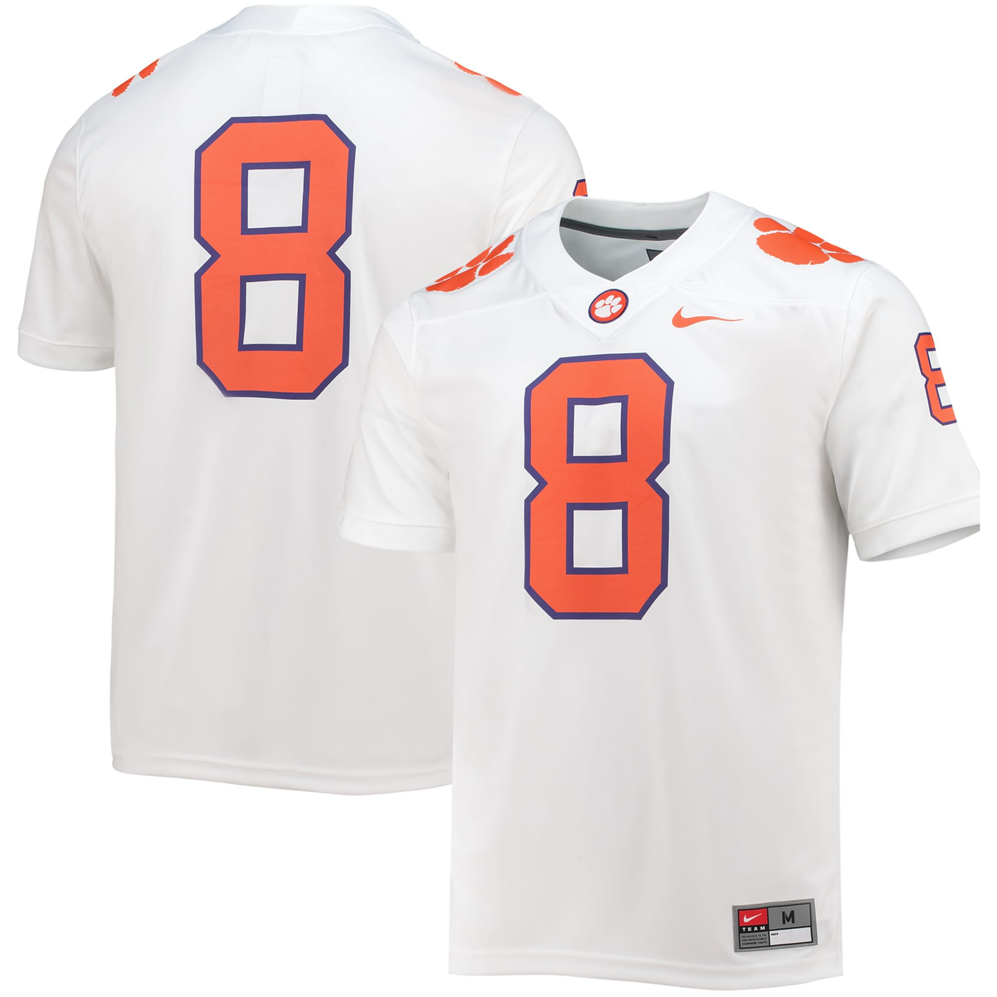 #8 Clemson Tigers Game Jersey - White Ncaa