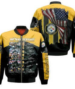 88Th Anniversary 1933 - 2021 Pittsburgh Steelers Team Thank You For The Memories American Flag Great Player Bomber Jacket