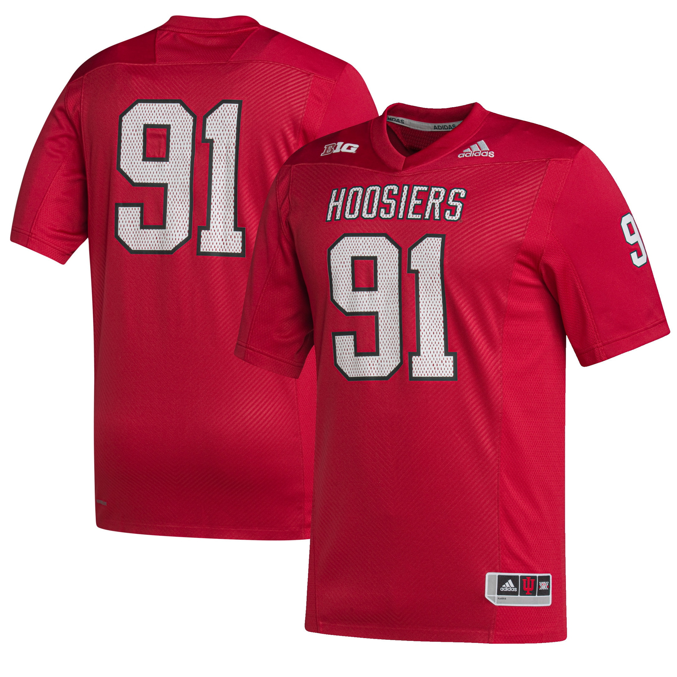 #91 Indiana Hoosiers Adidas Premier Strategy Jersey - Crimson Ncaa