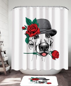 A Romantic Gentleman Dog Shower Curtain for Bathroom Decor - Bathroom Decor, Home Decor